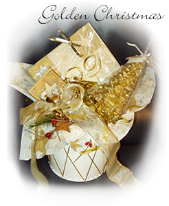 Golden Christmas Holiday Gift Basket